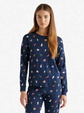 ROOTS Holiday Pajama Top, navy, sz L